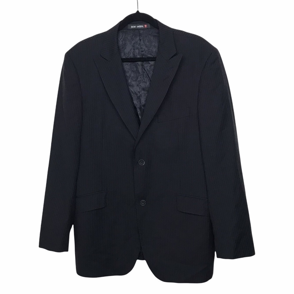 Rockin Sartorial Black 100% Wool Suit Jacket 42R